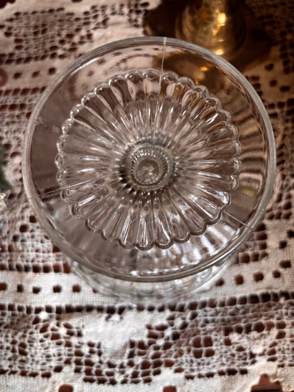 Antique 1903 Bryce Higbee Bonair Palm Leaf Fan EAPG Glass Pedestal Compote - Picture 10 of 13